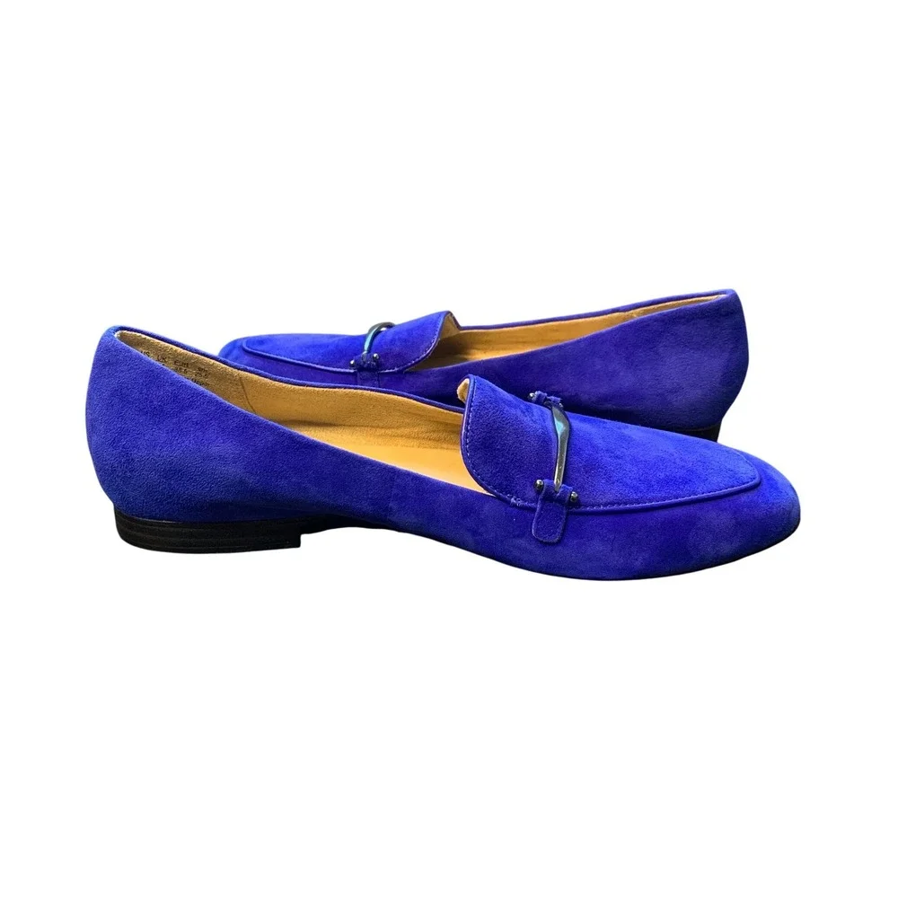NATURALIZER Emiline Royal Blue Suede Loafers Metal Buckle Women Size 8.5M‎